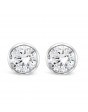 Round Rub-Over Set Solitaire Diamond Earrings, Set in 18ct White Gold. Tdw 0.70ct